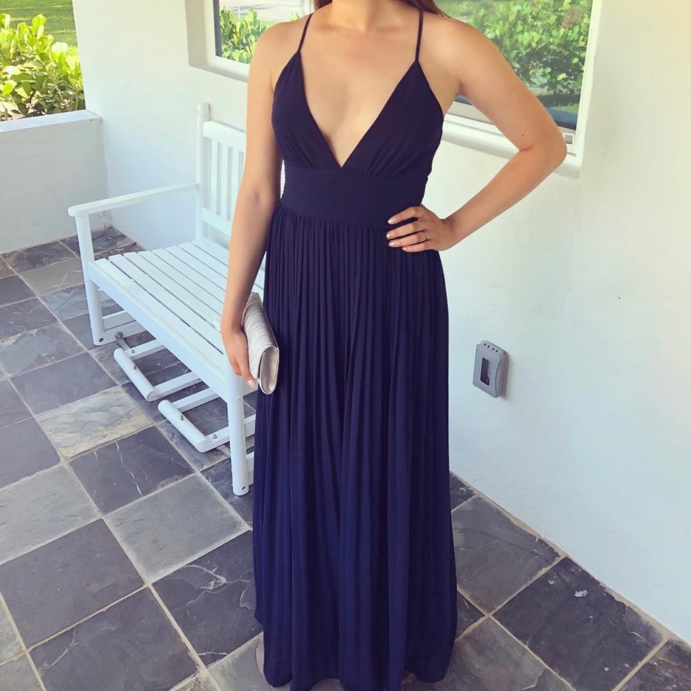 Lulus maxi navy blue dress size small